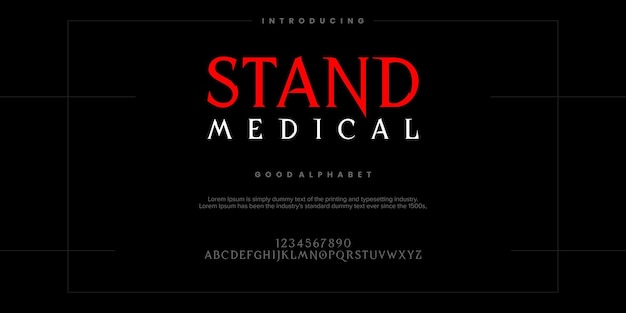 Medical stand abstract fonte di moda alfabeto tipografia carattere vettoriale illustrazione