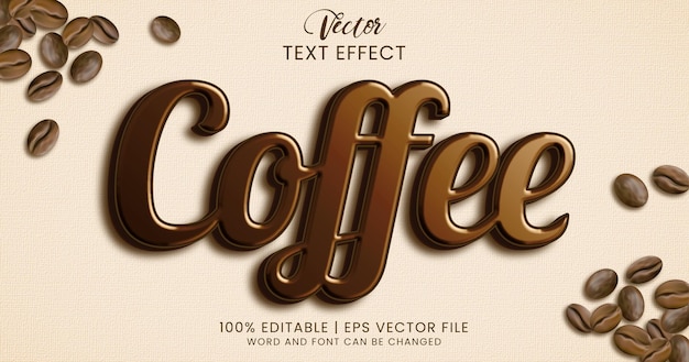 Выделенный и блестящий стиль текстового эффекта кофе