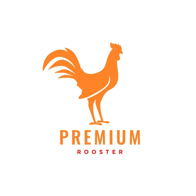 Stand poultry chicken rooster flat modern long tails logo design vector icon illustration