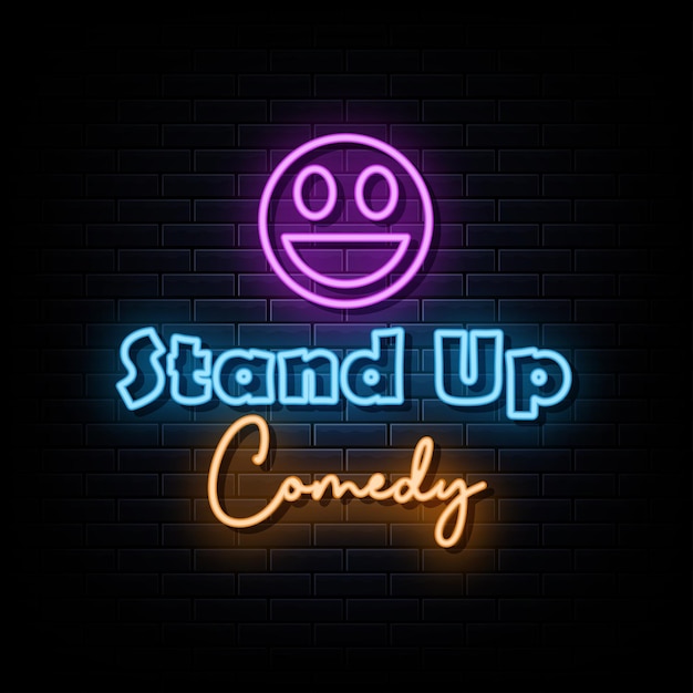 Stand up comedy neon signs vector design template neon sign