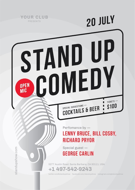 Vector stand up comedy poster template