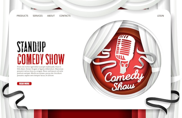 Vector stand-up comedy show vector website bestemmingspagina ontwerpsjabloon
