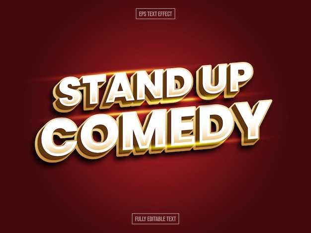 Редактируемый шаблон Stand Up Comedy Text Effect с красно-белым и желтым цветом