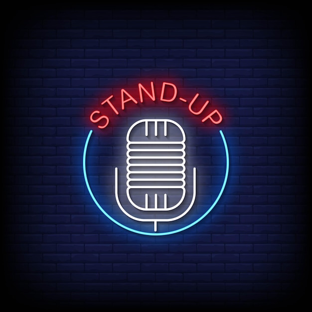 Stand up neon signs style text vector