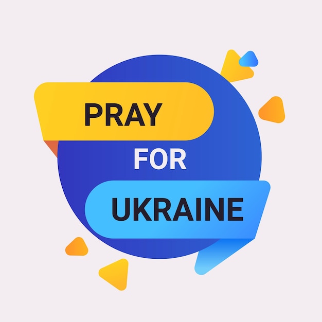 ウクライナ テンプレート バナーと立つウクライナの平和のために祈るロシアからウクライナを救う停止戦争ステッカー ベクトル図