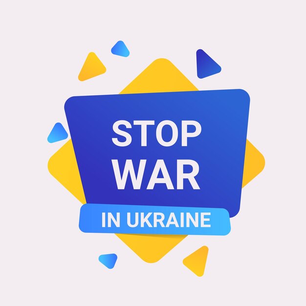 Stand with ukraine template banner pray for ukrainian peace save ukraine from russia stop war sticker vector illustration