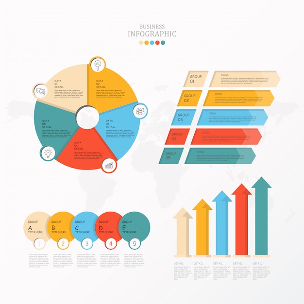 Standaard infographic set en pictogrammen.