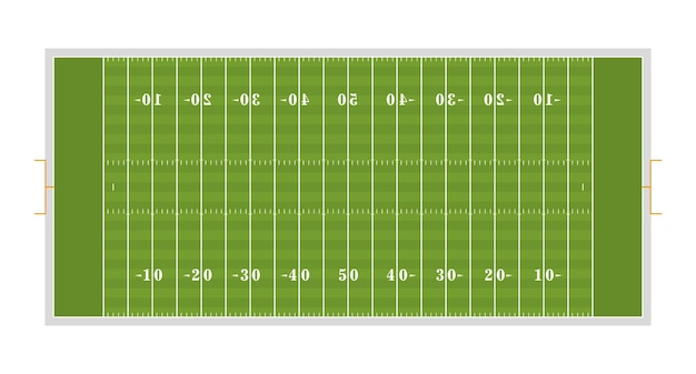 Vector standard american football field in stadium american football field with markings and green lawn