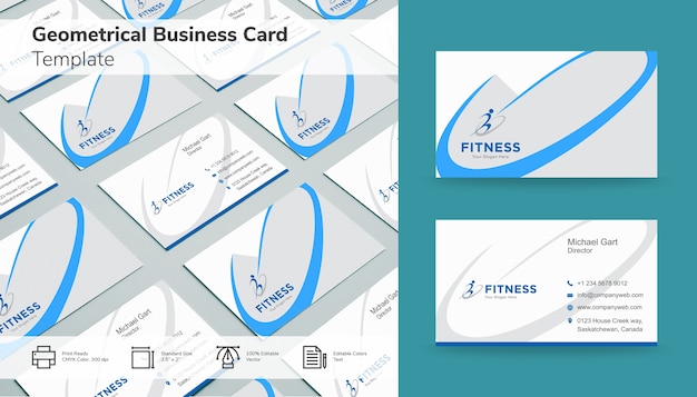 Vector standard blue and white business card