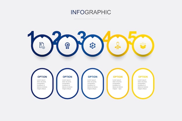 Standard excellent service customer product icons Infographic design template Creative concept with 5 steps