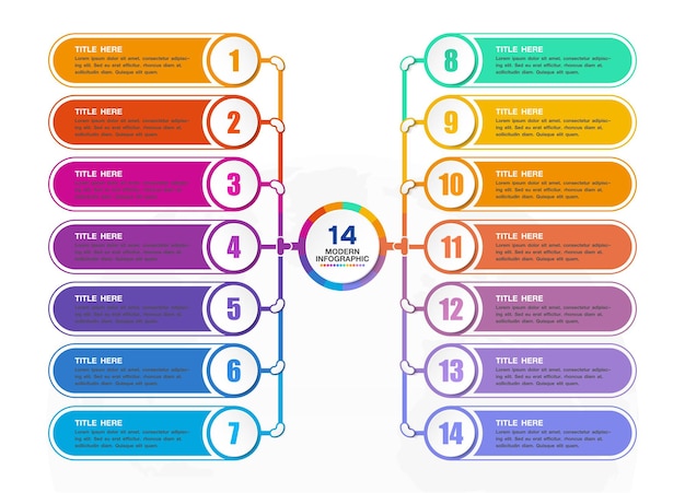 ベクトル 標準インフォグラフィック 14 プロセスとプレゼンテーションの番号
