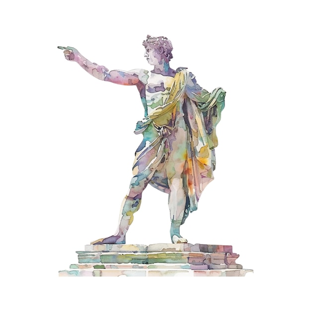 Standbeeld van de god Helios van Rhodos waterverf op witte achtergrond