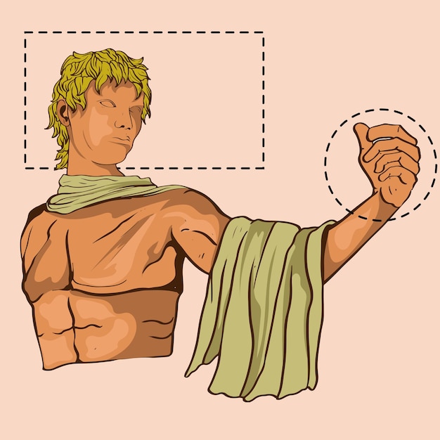 Vector standbeelden van romeinse geleerde marmeren griekse sculpturen van menselijk lichaam en architecturale griekse goden