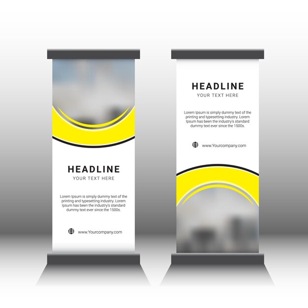 Vector standee banner design with yellow and white