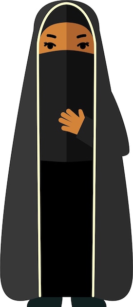 Vector standing arab woman in traditional clothes niqab