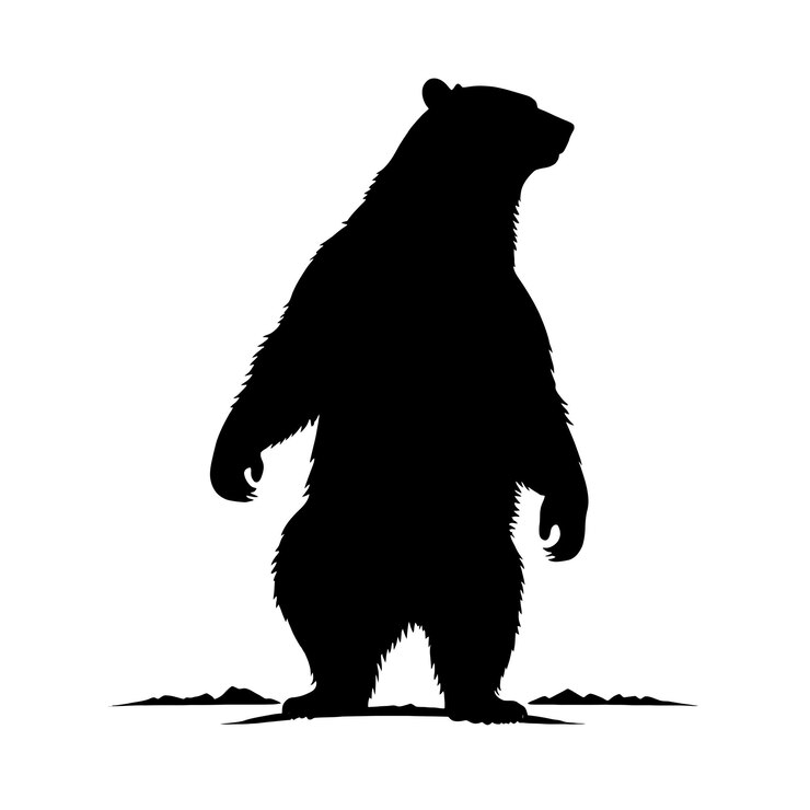 a standing bear silhouette white background