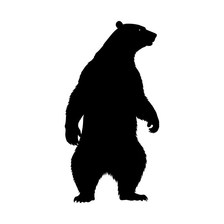 a standing bear silhouette white background