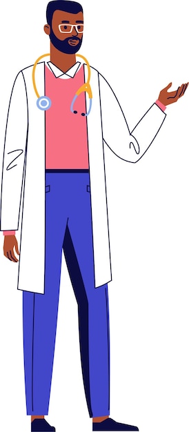 Vector standing black african american male doctor
