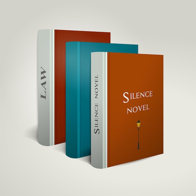 Standing book group. Plastic vector Illustration.