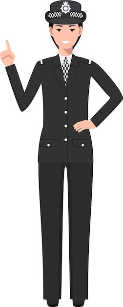 Standing British Policewoman Officer in Traditional Uniform Character Icon in Flat Style Vector