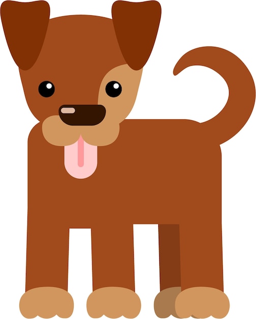 Standing Brown Dog in Flat Style