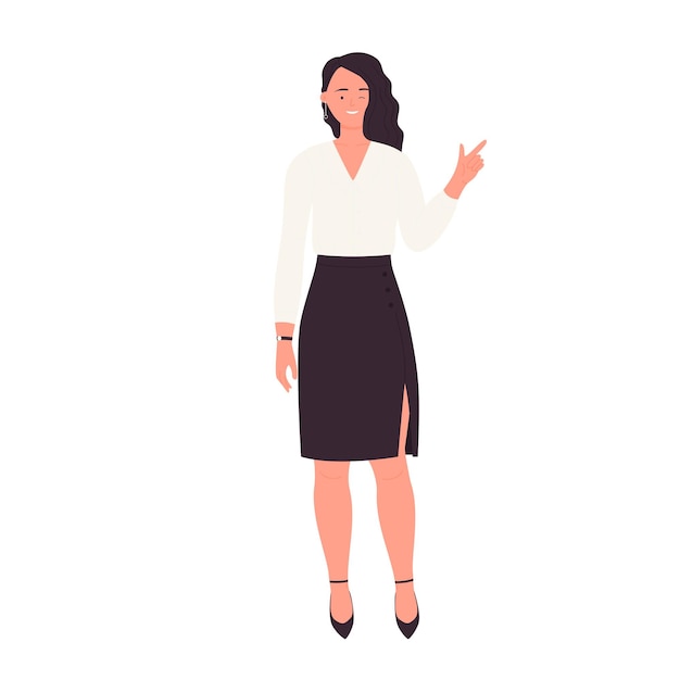 Standing businesswoman pointing finger