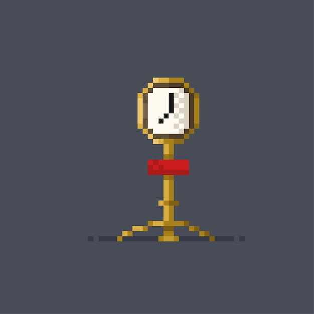 Vector standing clock in pixel style