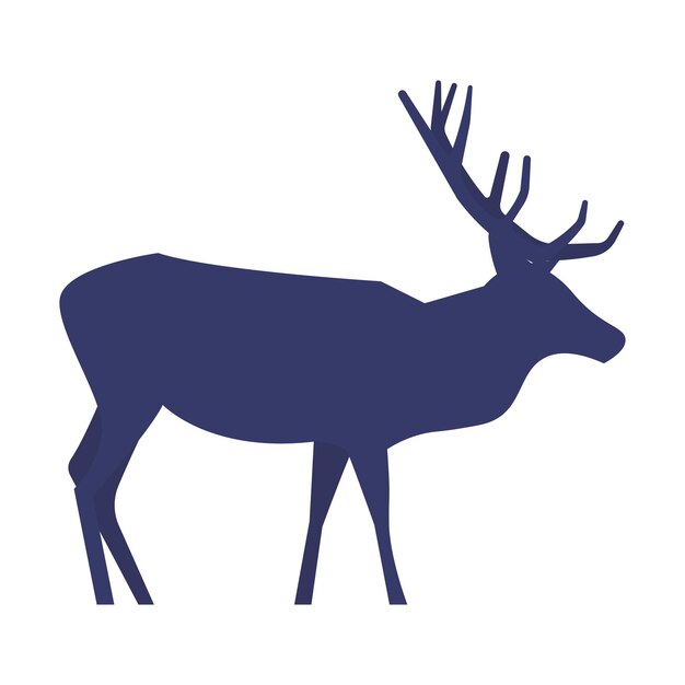 Standing deer silhouette on white background. vector illustration.