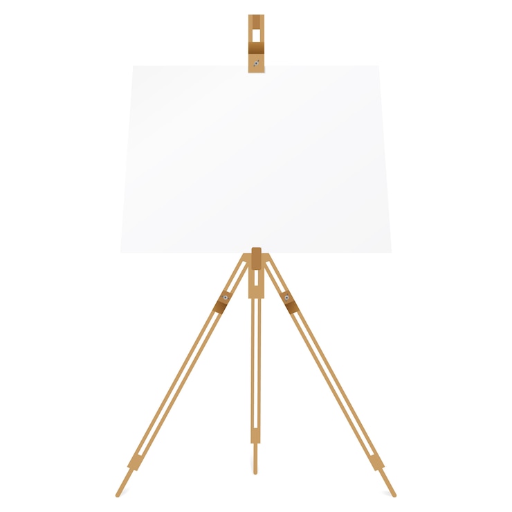 Vector  standing easel with blank canvas.