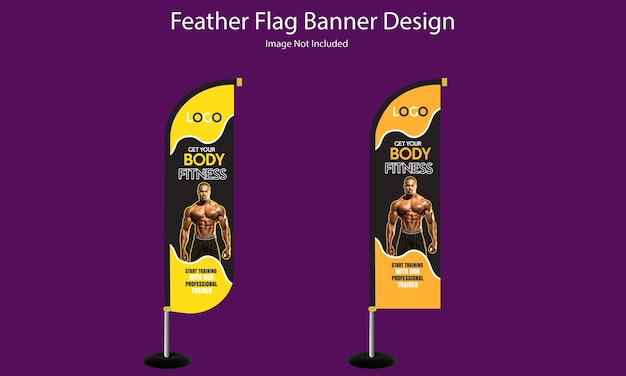 Vector standing feather flag design template for gym center