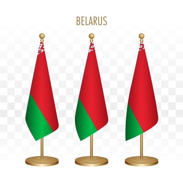 Standing flag of Belarus 3d vector illustration isolated on white