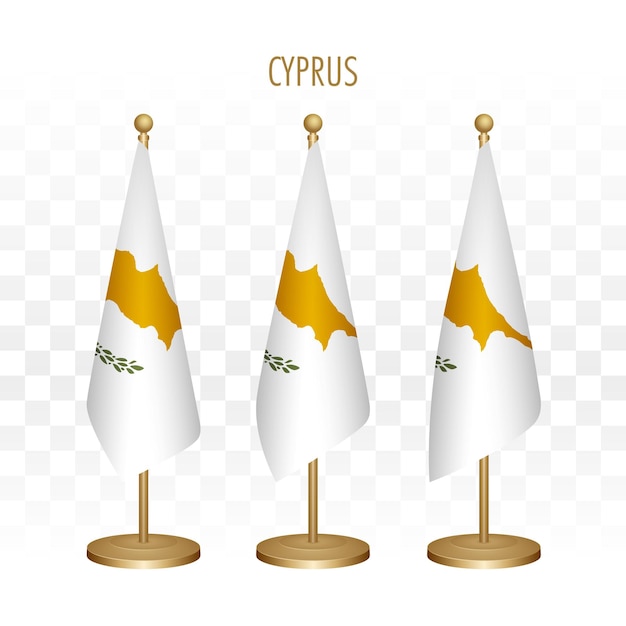 Standing flag of Cyprus 3d vector illustration isolated on white