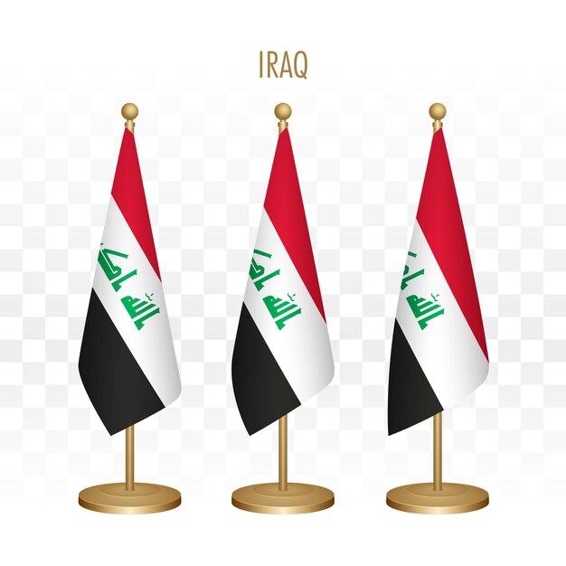 Standing flag of Iraq 3d vector illustration isolated on white