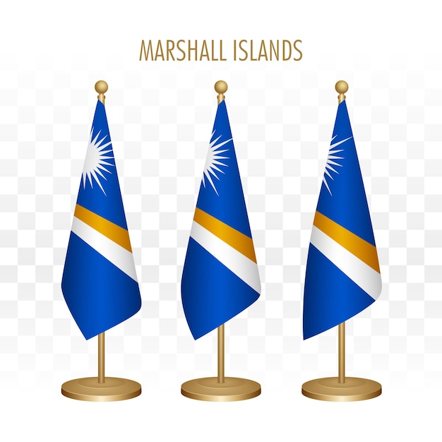 Standing flag of Marshall Islands 3d vector illustration isolated on white