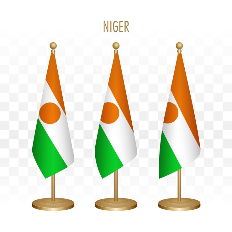 Vector standing flag of niger 3d vector illustration isolated on white