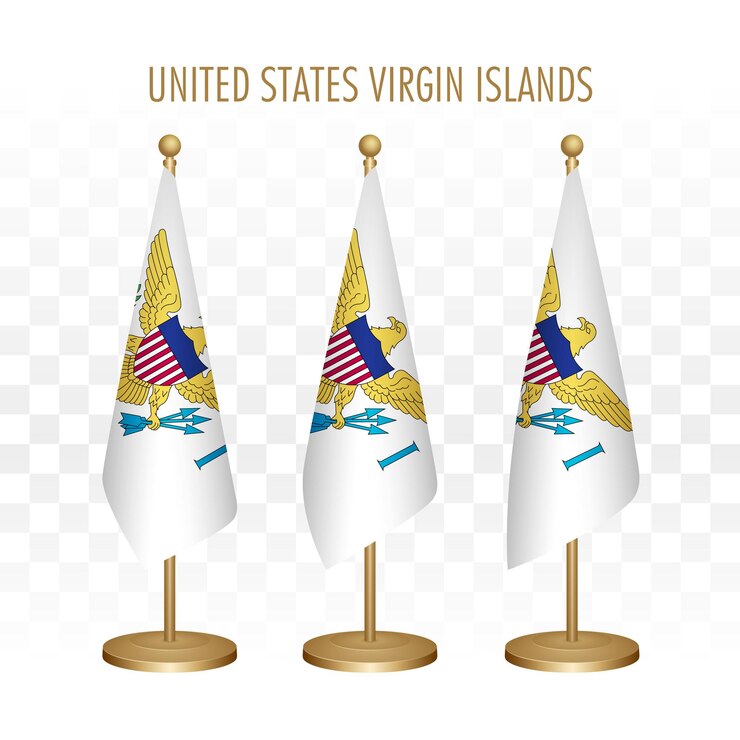 Vector standing flag of us virgin islands 3d vector illustration isolated on white