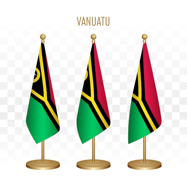 Standing flag of Vanuatu 3d vector illustration isolated on white