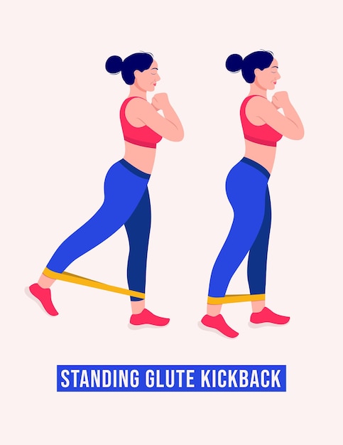 Standing glutekickback exercise woman workout fitness aerobic and exercises