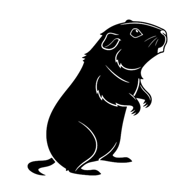 standing guinea pig silhouette in side view