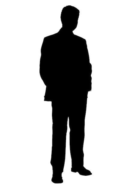 Standing guy silhouette isolated on white background Vector illustration in flat style