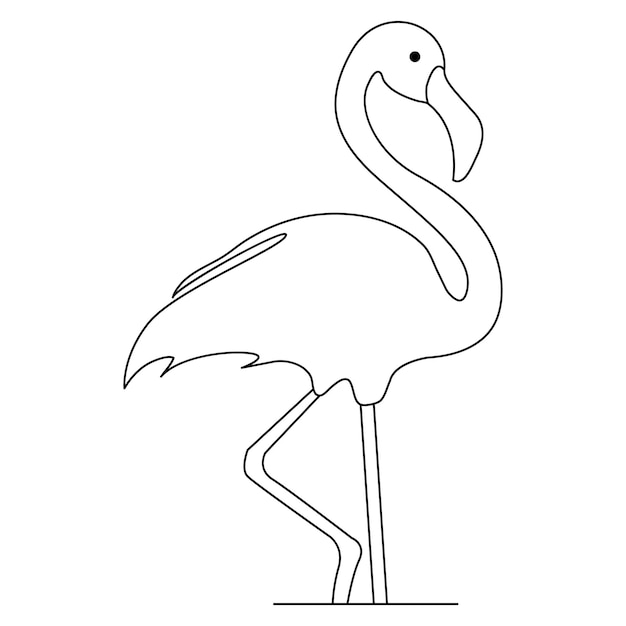 Vector standing heron continuous single line art drawing and heron design vector