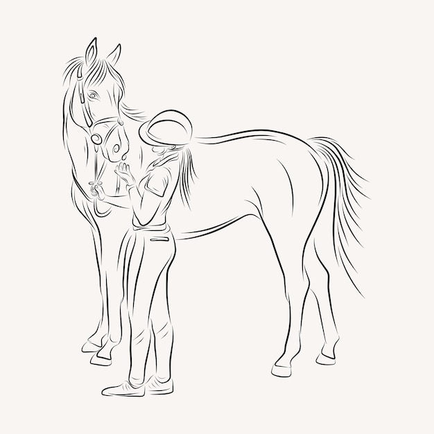 Standing horse line art illustration