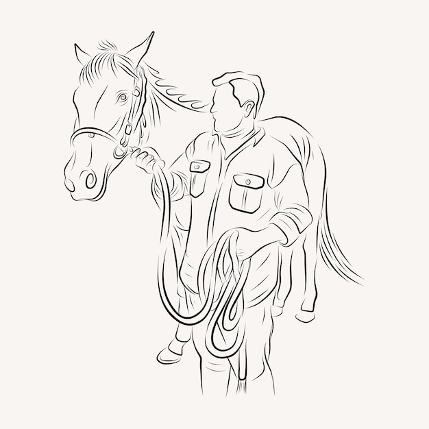 standing horse line art illustration