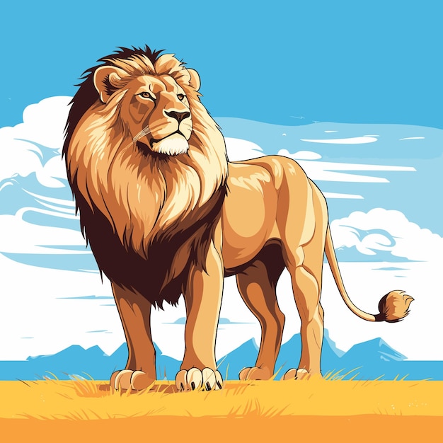 Вектор Стоящий лев изолирован на нейтральном фоне. векторная иллюстрация