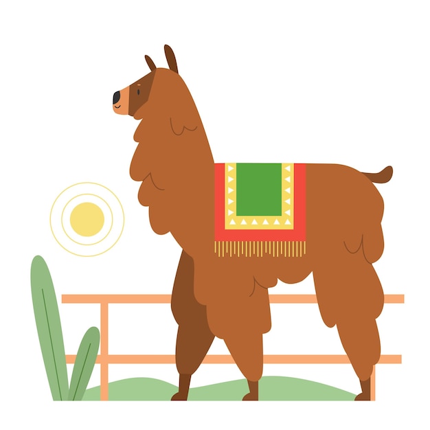 Vector standing llama alpaca