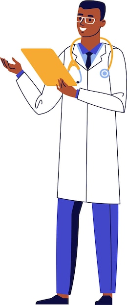 Vector standing male african american black doctor