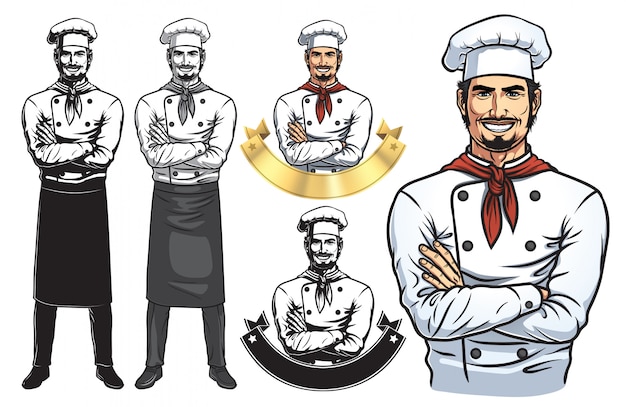 Vector standing male chef full body