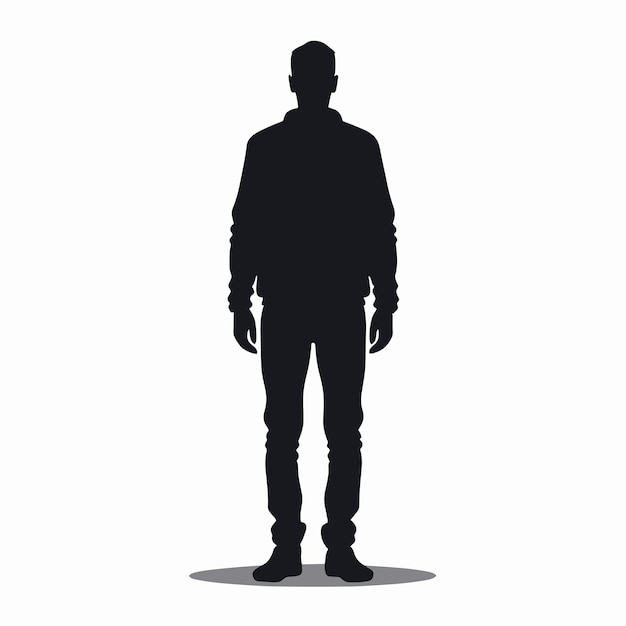 Vector standing man silhouette classic portrait minimalist silhouette design