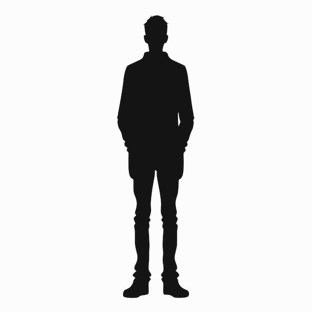 Standing man silhouette classic portrait minimalist silhouette design