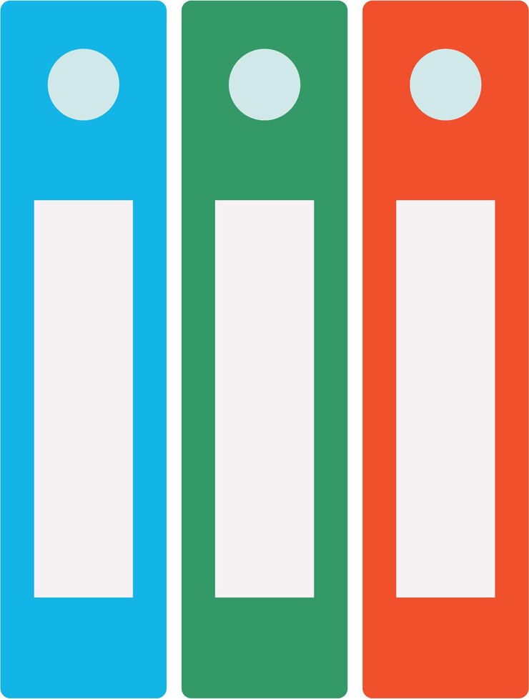 Vector standing office folders in flat style